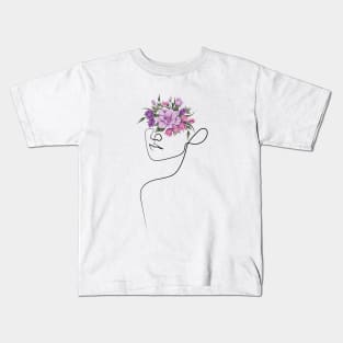 Find the Closest Flowers Bouquet and Put it on your Head | One Line Drawing | One Line Art | Minimal | Minimalist Kids T-Shirt